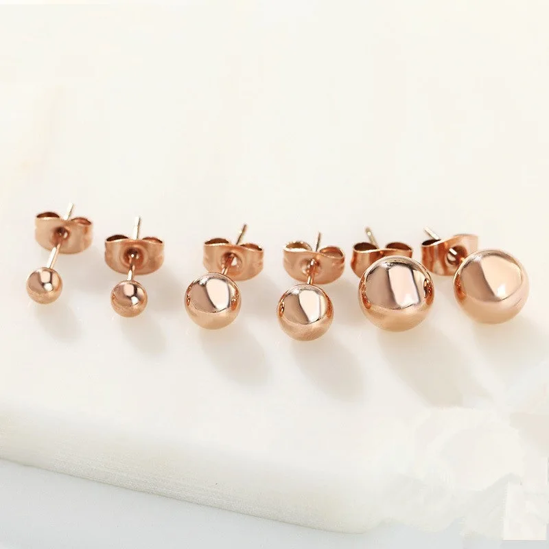Vintage Smooth Ball Stud Earrings For Women Girls Rose Gold Color Stainless Steel Costume Jewelery Earrings boucle d'oreille
Vintage Smooth Ball Stud Earrings For Women Girls Rose Gold Color Stainless Steel Costume Jewelery Earrings boucle d'oreille