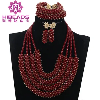 Trendy Chunky African Beads Jewelry Set Statement Necklace Set New Dark Red Crystal Pendant Wedding Party QW1198
Trendy Chunky African Beads Jewelry Set Statement Necklace Set New Dark Red Crystal Pendant Wedding Party QW1198