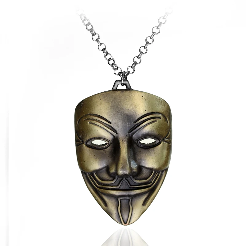 Фото Крутая маска ожерелья из нержавеющей стали мужское ожерелье винтажное с кулоном