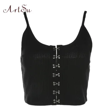 ArtSu Black Basic Tank Tops Tees Sleeveless Backless Spaghtti Strap Crop Tube Top Casual Fashion Fitness Buttons Tee ASVE20092
ArtSu Black Basic Tank Tops Tees Sleeveless Backless Spaghtti Strap Crop Tube Top Casual Fashion Fitness Buttons Tee ASVE20092