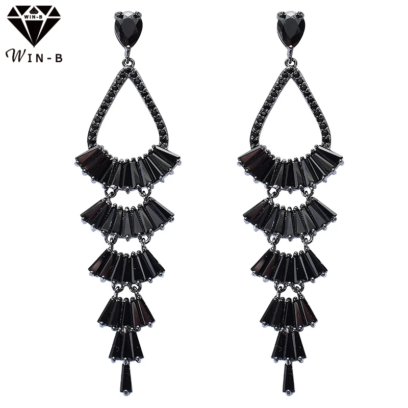 WIN-B Sequins Dangle Earring AAA Zircon Fan Shape Long Drop Eardrop Exquisite Black Crystal Pendant Dangle Ear Party Engagement
WIN-B Sequins Dangle Earring AAA Zircon Fan Shape Long Drop Eardrop Exquisite Black Crystal Pendant Dangle Ear Party Engagement