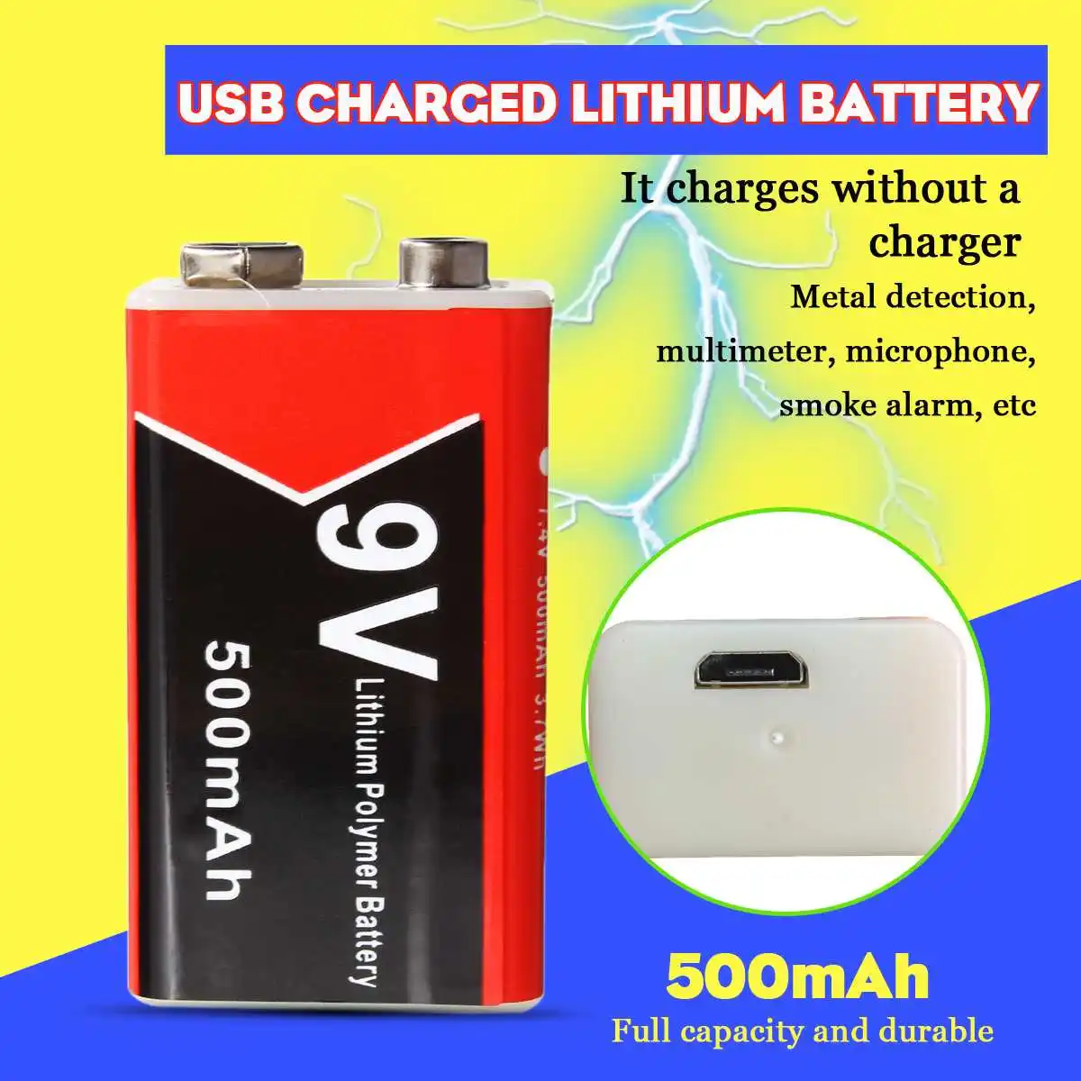 LEORY USB Charging 9V 500mAh Battery USB Rechargeable li battery Metal Detector Red and Green Charging Indicator light
LEORY USB Charging 9V 500mAh Battery USB Rechargeable li battery Metal Detector Red and Green Charging Indicator light