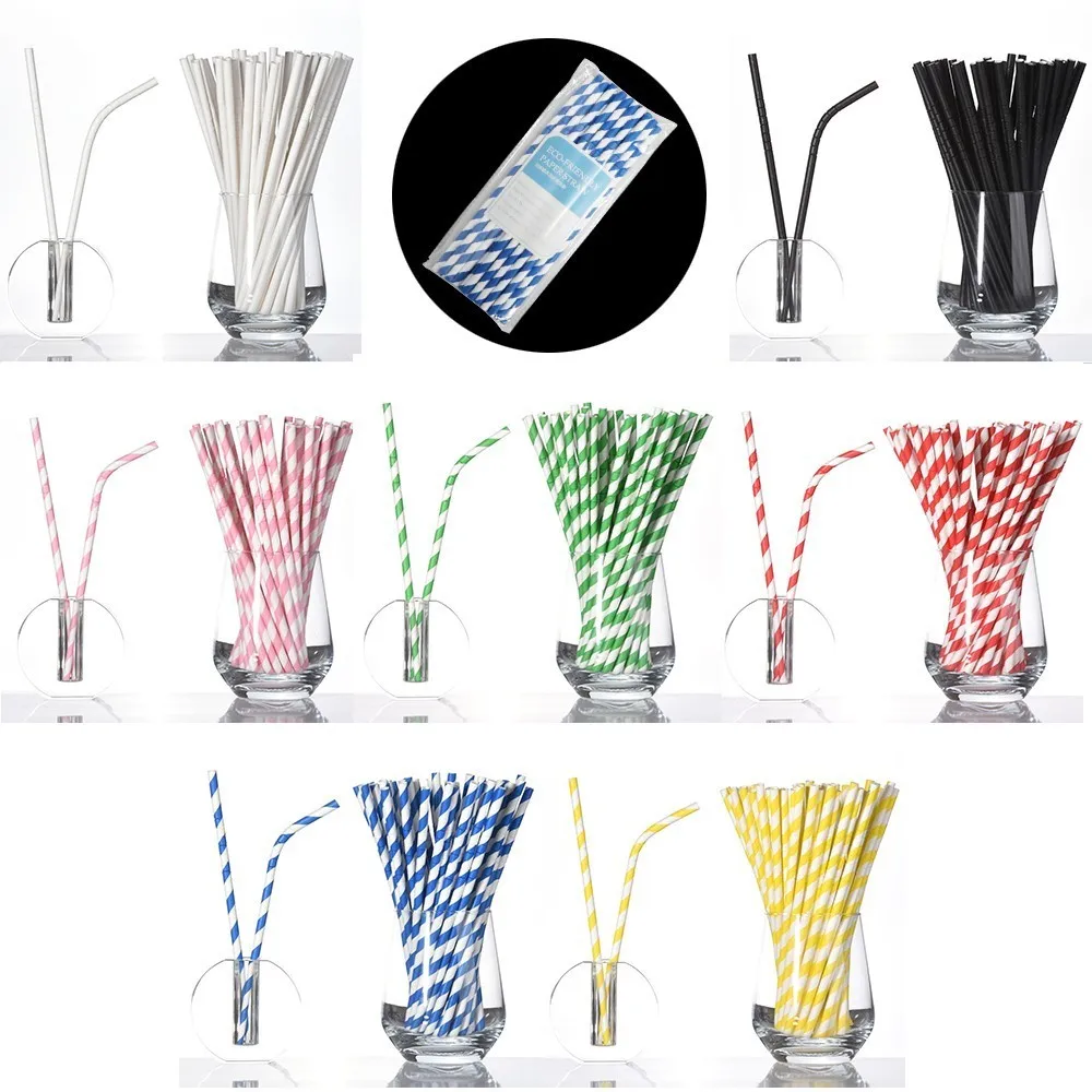 

25pcs Environmental Protection Drinking Paper Straws Bendable Eco-friendly Degradable Barware Birthday Party Creative Supplies