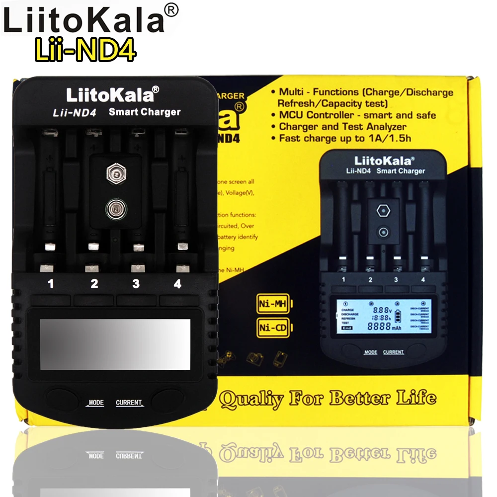 Liitokala new lii-ND4 AA AAA NiMH cadmium 9V battery charger Capacity detection Activate 5V output Trickle charge
Liitokala new lii-ND4 AA AAA NiMH cadmium 9V battery charger Capacity detection Activate 5V output Trickle charge