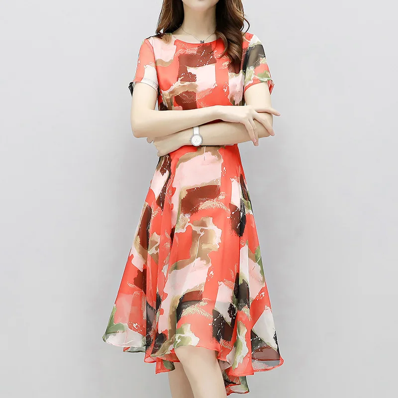 2019 Summer New Short-sleeved Floral Dress Featuring Printed Slim High Waist Irregular Dress Beauty Temperamental Woman Dress
2019 Summer New Short-sleeved Floral Dress Featuring Printed Slim High Waist Irregular Dress Beauty Temperamental Woman Dress