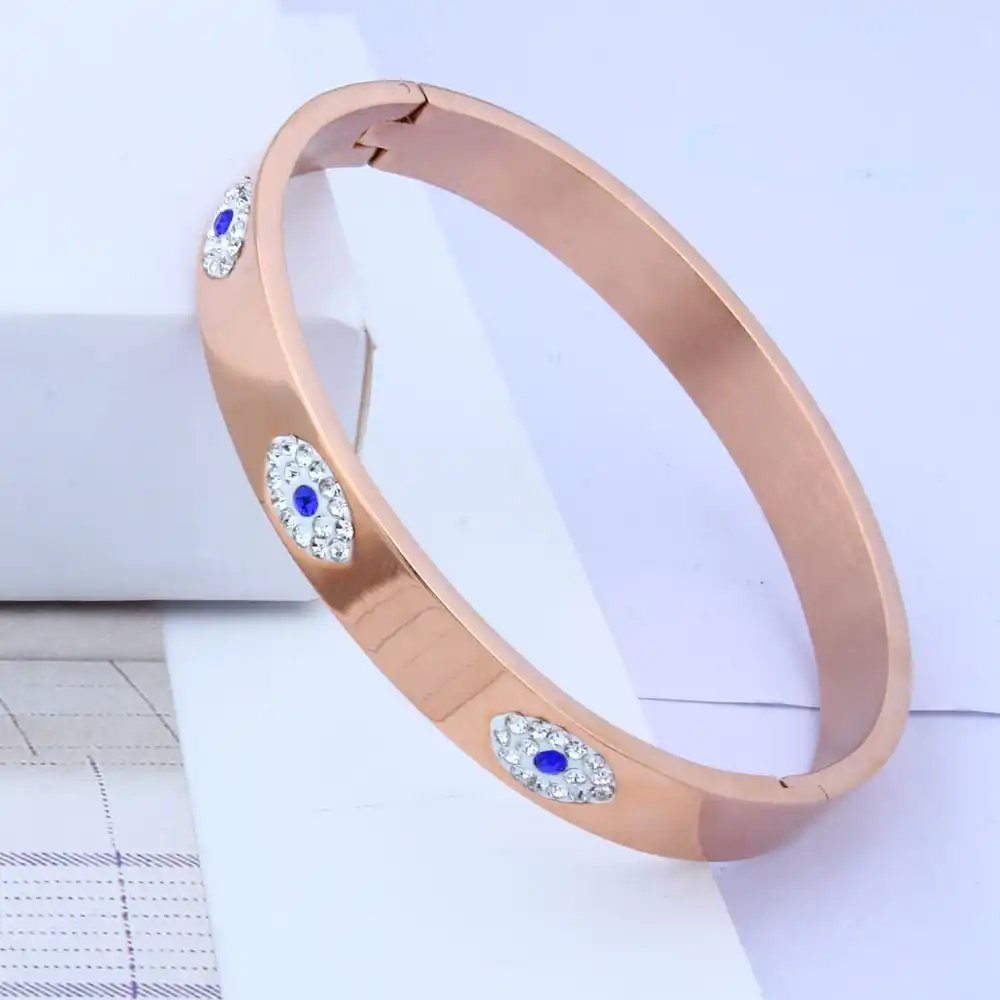 oufei stainless steel cuff bracelet for women fashion evil eye