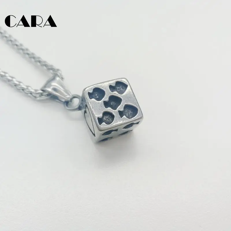 New arrival mens personal Spade dice pendant necklace Antique silver color 316L Stainless steel dice necklace CARA0520
New arrival mens personal Spade dice pendant necklace Antique silver color 316L Stainless steel dice necklace CARA0520