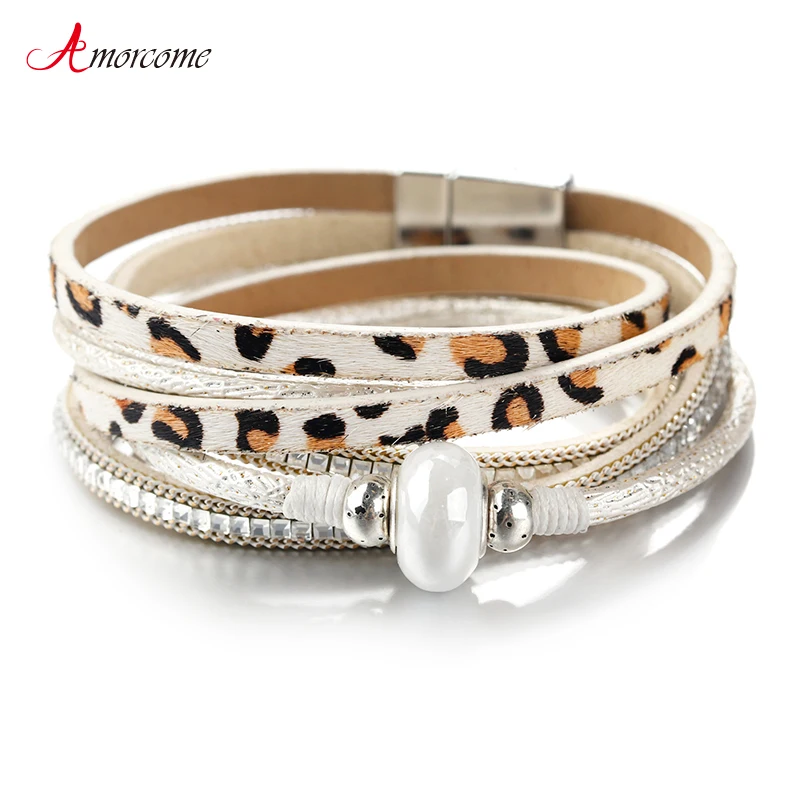 Amorcome Leopard Leather Bracelets for Women 2019 Boho Style Ceramic Bead Ladies Bohemian Wide Multilayer Wrap Bracelet Jewelry
Amorcome Leopard Leather Bracelets for Women 2019 Boho Style Ceramic Bead Ladies Bohemian Wide Multilayer Wrap Bracelet Jewelry