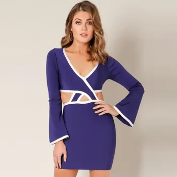 Patchwork Full Fashion New Mini Flare Sleeve Bandage Dress Sexy Women Night Club Party Body con Deep V-Neck Dresses Wholesale
Patchwork Full Fashion New Mini Flare Sleeve Bandage Dress Sexy Women Night Club Party Body con Deep V-Neck Dresses Wholesale
