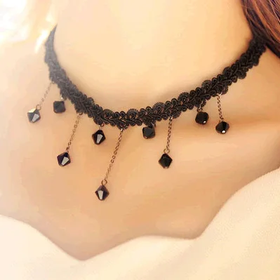 Sexy Elegant Black Lace Crochet Necklace Drop Bead Chain Beautiful Clavicle Pendant Necklace for women collier femme
Sexy Elegant Black Lace Crochet Necklace Drop Bead Chain Beautiful Clavicle Pendant Necklace for women collier femme