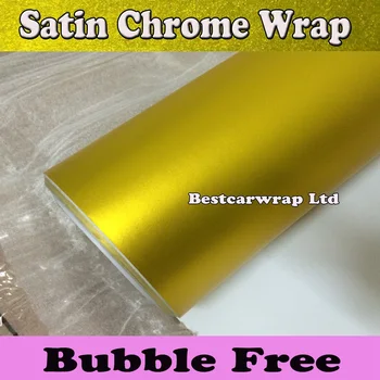 Satin Chrome Gold Yellow Viny Car Wrap Chrome Matt Satin Film With Air Channle For car styling Unique wrapping 1.52x20m/Roll
Satin Chrome Gold Yellow Viny Car Wrap Chrome Matt Satin Film With Air Channle For car styling Unique wrapping 1.52x20m/Roll