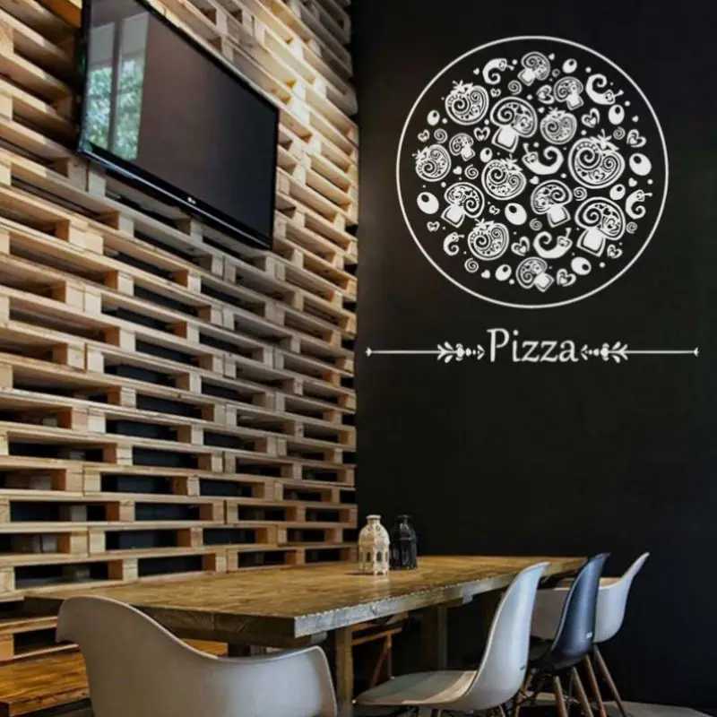 DCTAL Pizza Sticker Food Decal Poster Vinyl Art Wall Decals Pegatina Quadro Parede Decor Mural Pizza Sticker