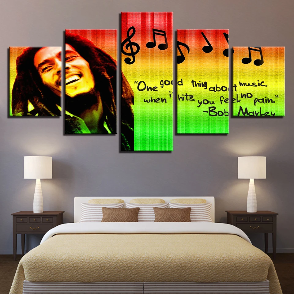 Grosshandel Drucke Bilder Wohnkultur Modulare Leinwand Wandkunst 5 Stucke Bob Marley Malerei Fur Wohnzimmer Musik Poster Ungerahmt Von Aliceer 21 94