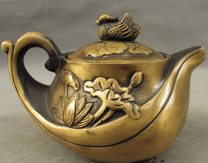 song voge gem S4617 Chinese Bronze Lotus Leaf Mandarin Duck Aix Galericulata Statue Wine Pot Teapot
song voge gem S4617 Chinese Bronze Lotus Leaf Mandarin Duck Aix Galericulata Statue Wine Pot Teapot