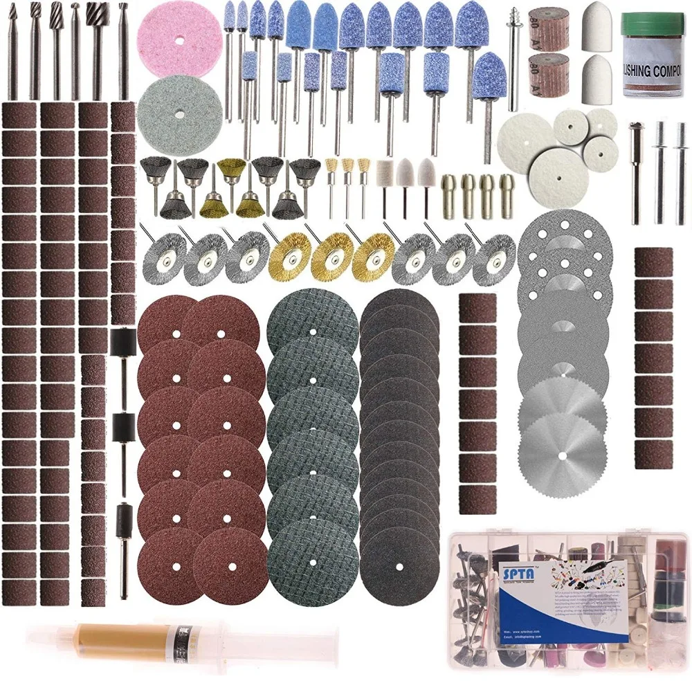 SPTA Rotary Tool Accessory With 1/8" 3mm Shank Set For Proxxon Dremel Rotary Tools- Grinding,Sanding,Polishing Pack of 217Pcs
SPTA Rotary Tool Accessory With 1/8" 3mm Shank Set For Proxxon Dremel Rotary Tools- Grinding,Sanding,Polishing Pack of 217Pcs