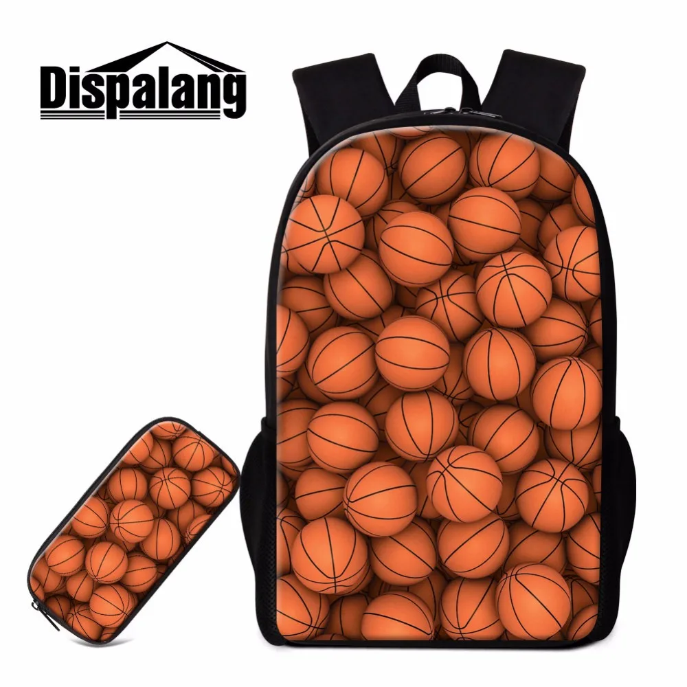 Image Dispalang Basketbally 3D Print School Bags for Boys Pencil Bag Soccerly Backpacks Children Cool Mochilas Kids Cool Bookags