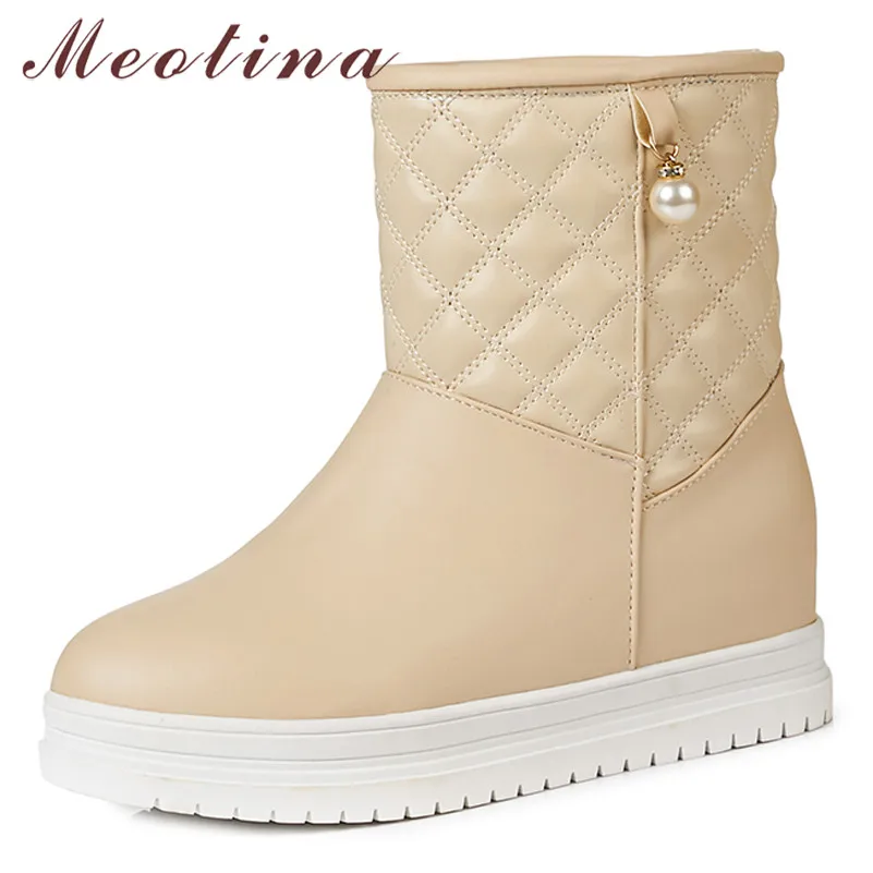 Meotina Women Boots Winter Snow Boots Pearl Height Increasing Ankle Boots Warm Plush Round Toe Shoes Female 2019 Big Size 33-43
Meotina Women Boots Winter Snow Boots Pearl Height Increasing Ankle Boots Warm Plush Round Toe Shoes Female 2019 Big Size 33-43