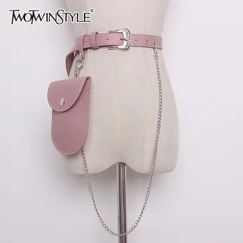 TWOTWINSTYLE Pu Leather Belt With Bag Removable Chain Patchwork High Waist Belts Womens Summer Fashion Harajuku Cummerbunds
TWOTWINSTYLE Pu Leather Belt With Bag Removable Chain Patchwork High Waist Belts Womens Summer Fashion Harajuku Cummerbunds