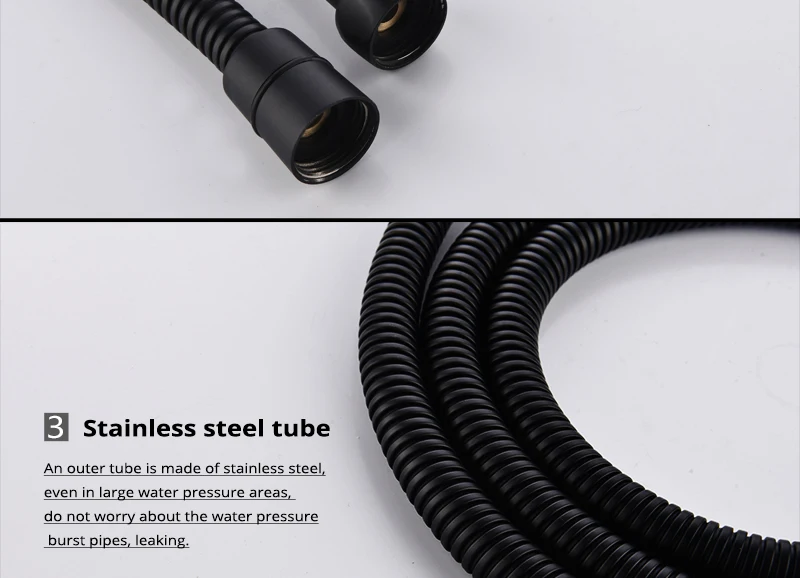 hm Plumbing Hoses Black Shower Hose 1.5m Plumbing Hose Bath Products Bathroom Accessories SUS304 Black Shower Tubing Hoses (12)