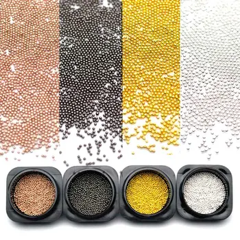 0.8mm 3d Metal Micro Beads Stainless Steel Nails Art Caviar Beads for Nail Rose Gold Silver Nail Beads Decorations Studs MJZ2079