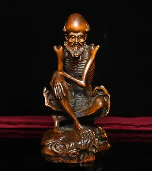 

wedding decoration Chinese Buddhism Boxwood Wood Carved Arhat Damo Bodhidharma Dharma Buddha Statue