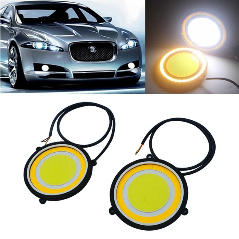 car styling Fog Lights Car Driving Daytime Running Lights 88mm Round COB LED DRL Waterproof White Amber Source Dual Color DC 12V
car styling Fog Lights Car Driving Daytime Running Lights 88mm Round COB LED DRL Waterproof White Amber Source Dual Color DC 12V