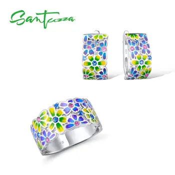 Santuzza Jewelry Set HANDMADE Colorful Enamel White CZ Stones Flower Ring Earrings 925 Sterling Silver Women Fashion Jewelry Set
Santuzza Jewelry Set HANDMADE Colorful Enamel White CZ Stones Flower Ring Earrings 925 Sterling Silver Women Fashion Jewelry Set