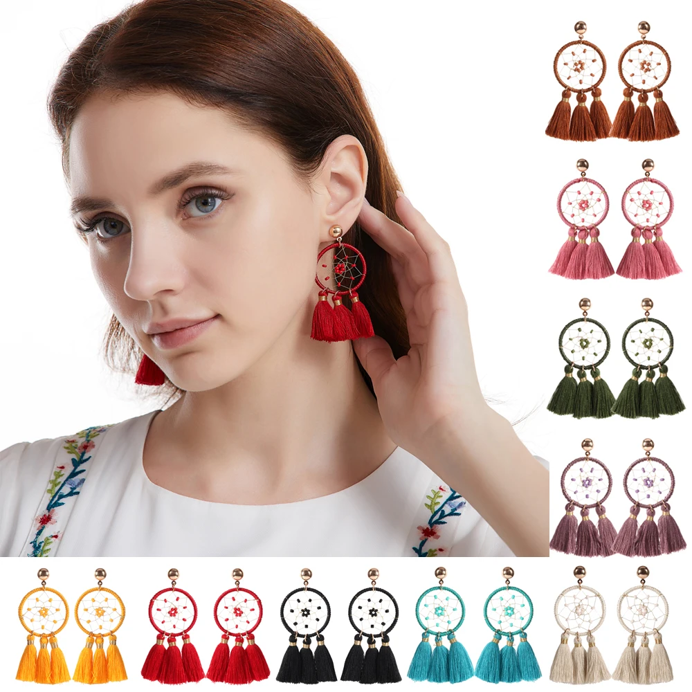 10Colors Bohemia Earrings for Women Ethnic Dream Catch Fringe Dangle Drop Earring Tassel Jewelry
10Colors Bohemia Earrings for Women Ethnic Dream Catch Fringe Dangle Drop Earring Tassel Jewelry