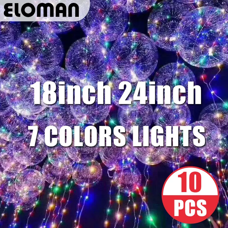 ELOMAN 10PCS LED balloons wedding event home birthday party decorations Led linghts super clear Bobo balloons 18inch 24inch
ELOMAN 10PCS LED balloons wedding event home birthday party decorations Led linghts super clear Bobo balloons 18inch 24inch