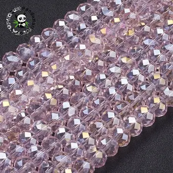 Electroplate Glass Beads Strands, AB Color Plated, Faceted, Abacus, Pink, 10x7mm, Hole: 1mm; about 72pcs/strand
Electroplate Glass Beads Strands, AB Color Plated, Faceted, Abacus, Pink, 10x7mm, Hole: 1mm; about 72pcs/strand
