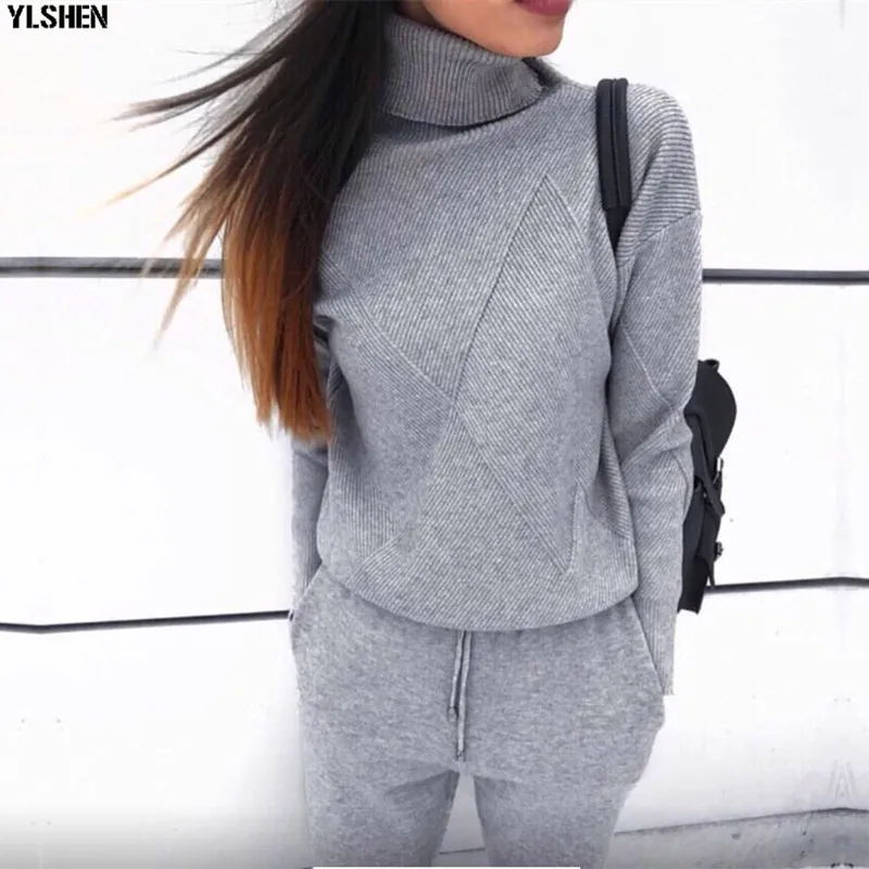 2 Two Piece Set Sweater Women Autumn Winter Knitted Tracksuit Turtleneck Sweaters Suit Outfits Knit Tops + Pants Matching Sets
2 Two Piece Set Sweater Women Autumn Winter Knitted Tracksuit Turtleneck Sweaters Suit Outfits Knit Tops + Pants Matching Sets