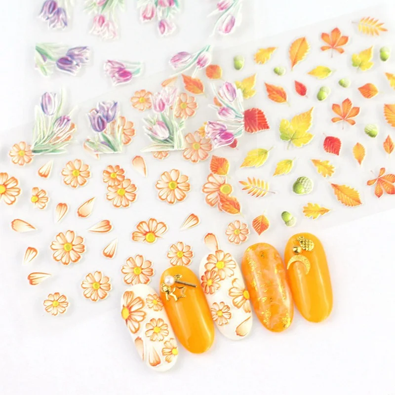 1Sheet 5D Nail Art Sticker Embossed Water Decals Flower Leaf Pattern Nail Tips DIY Nail Manicure Nail Sticker 20 Styles
1Sheet 5D Nail Art Sticker Embossed Water Decals Flower Leaf Pattern Nail Tips DIY Nail Manicure Nail Sticker 20 Styles