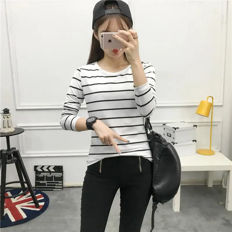 Women's t shirt 2018 autumn new Korean stripes loose was thin ladies students long-sleeved t-shirt 9639
Women's t shirt 2018 autumn new Korean stripes loose was thin ladies students long-sleeved t-shirt 9639