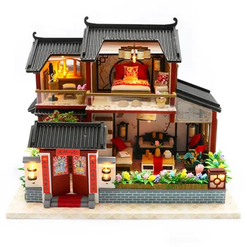 Doll House Chinese Style Hotel Miniature Dollhouse Assembly Kit Toy Wooden Retro Shop Furniture House Toys For Children No Cov
Doll House Chinese Style Hotel Miniature Dollhouse Assembly Kit Toy Wooden Retro Shop Furniture House Toys For Children No Cov