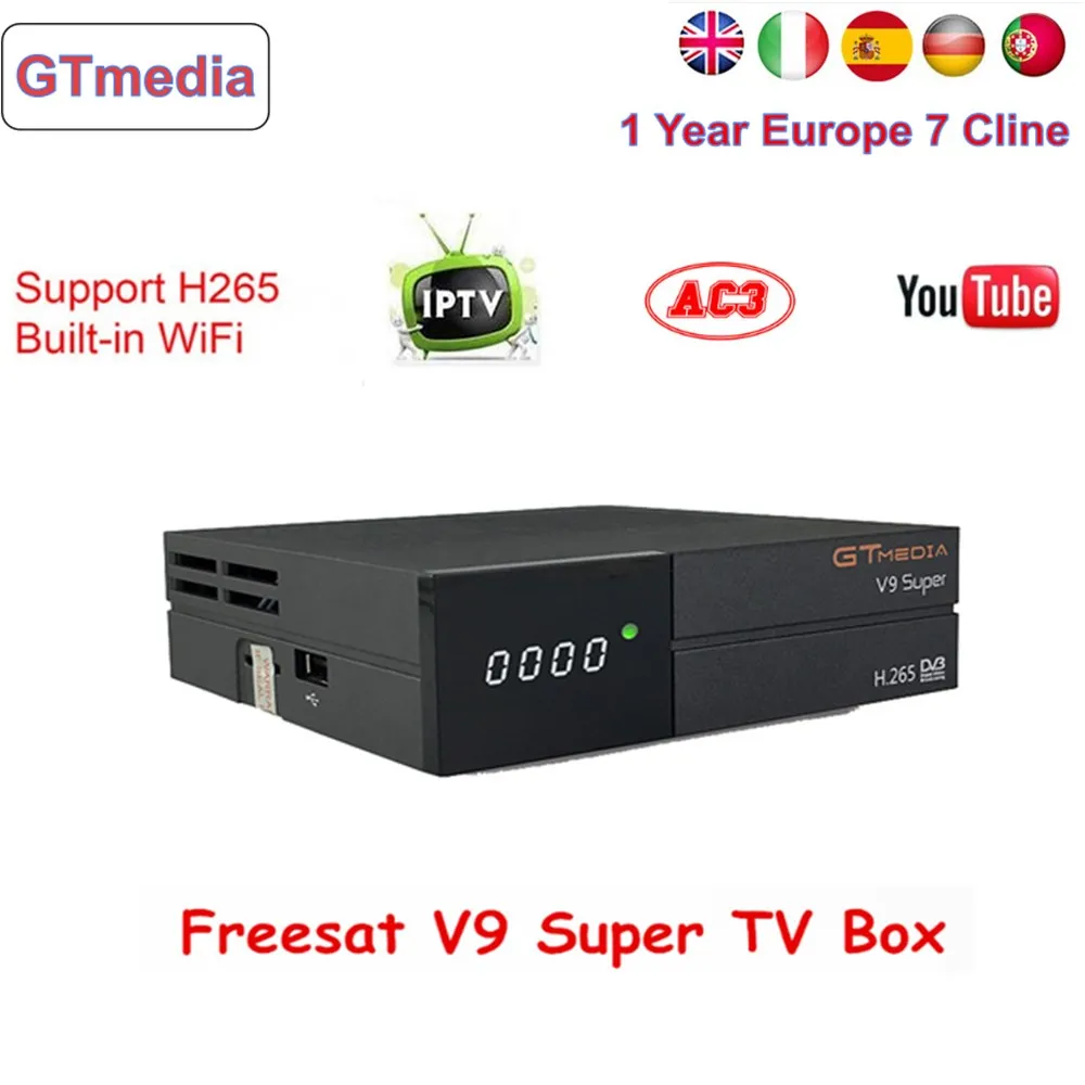 Gtmedia V9 Super DVB-S2/S Satellite TV Receiver Support H.265 Built-in Wifi With Europe 7 lines Cccam For 1 Year Spain Portugal
Gtmedia V9 Super DVB-S2/S Satellite TV Receiver Support H.265 Built-in Wifi With Europe 7 lines Cccam For 1 Year Spain Portugal