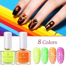 NASCIDO BONITA 6ml Stamping Polonês Impressão Da Arte do Prego Verniz Verde Amarelo Neon Fluorescência Doces Selo Do Prego verniz(China)