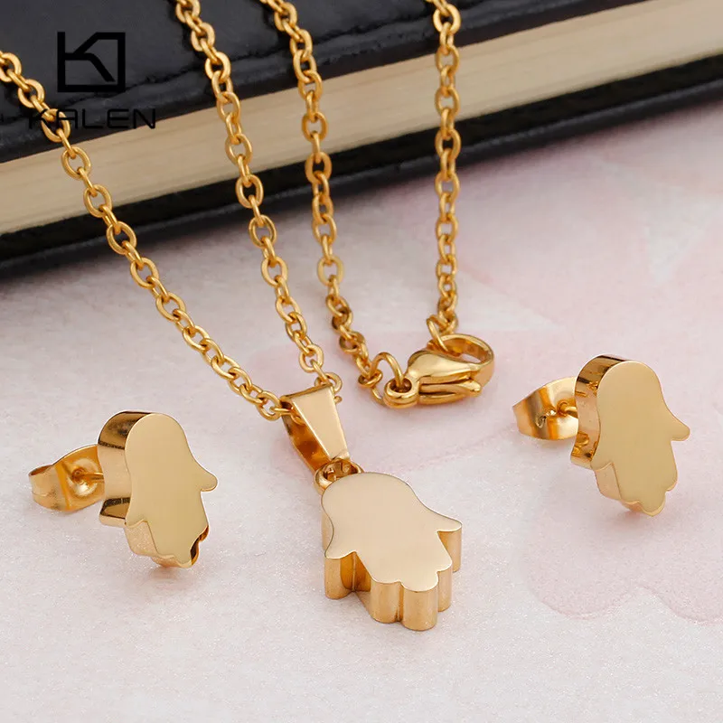 Kalen New Stainless Steel Peru Lima Gold Color Hamsa Hand Pendant Necklaces & Stud Earrings Sets For Women Jewelry Gifts
Kalen New Stainless Steel Peru Lima Gold Color Hamsa Hand Pendant Necklaces & Stud Earrings Sets For Women Jewelry Gifts