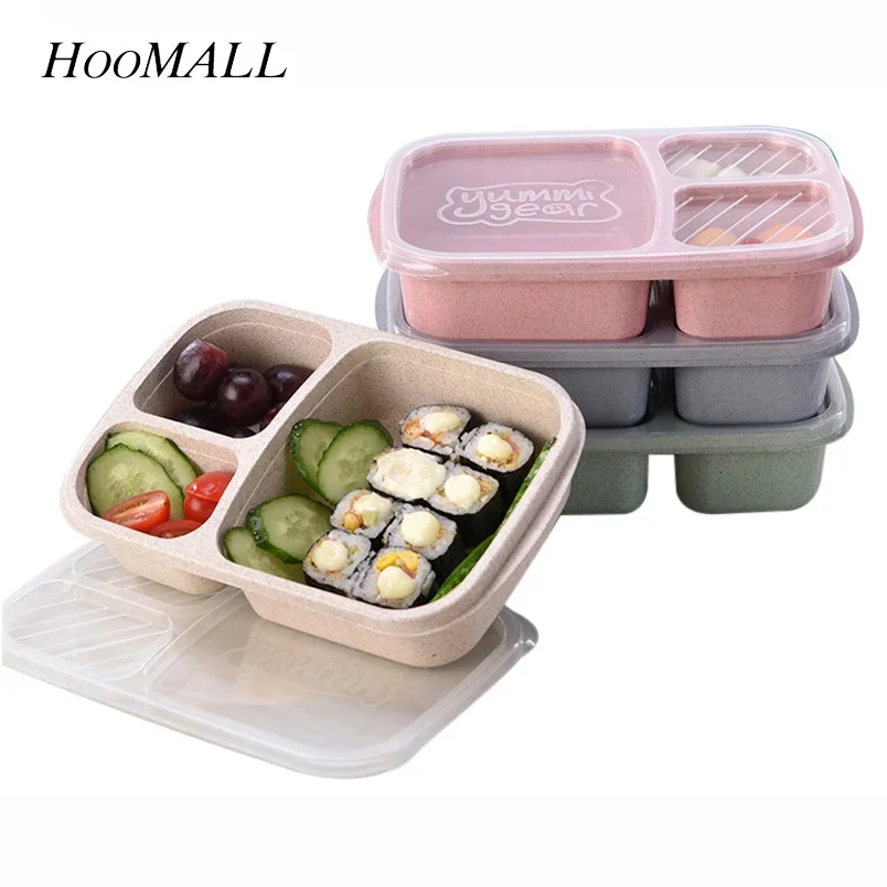Фото Hoomall Straw Food Container Lunch Box Children Kids School Portable Fit Hiking Camping Kitchen Supplies Dinnerware | Дом и сад