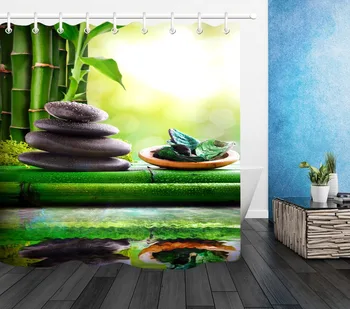 72'' Bathroom Waterproof Fabric Shower Curtain 12 Hooks Bath Accessory Sets Sight blocking Bamboos And Zen Black Stones On Water
72'' Bathroom Waterproof Fabric Shower Curtain 12 Hooks Bath Accessory Sets Sight blocking Bamboos And Zen Black Stones On Water
