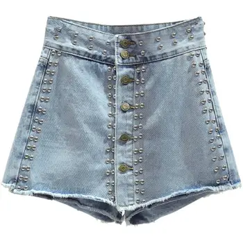 Rivet denim shorts women fake two pieces 2020 summer new high waist wide leg beading jeans shorts skirt
Rivet denim shorts women fake two pieces 2020 summer new high waist wide leg beading jeans shorts skirt