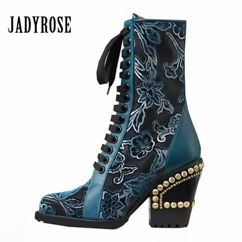 Jady Rose 2019 New Design Ankle Boots for Women Pointed Toe Rivets Chunky High Heels Lace Up Riding Boots Woman Short Booties
Jady Rose 2019 New Design Ankle Boots for Women Pointed Toe Rivets Chunky High Heels Lace Up Riding Boots Woman Short Booties