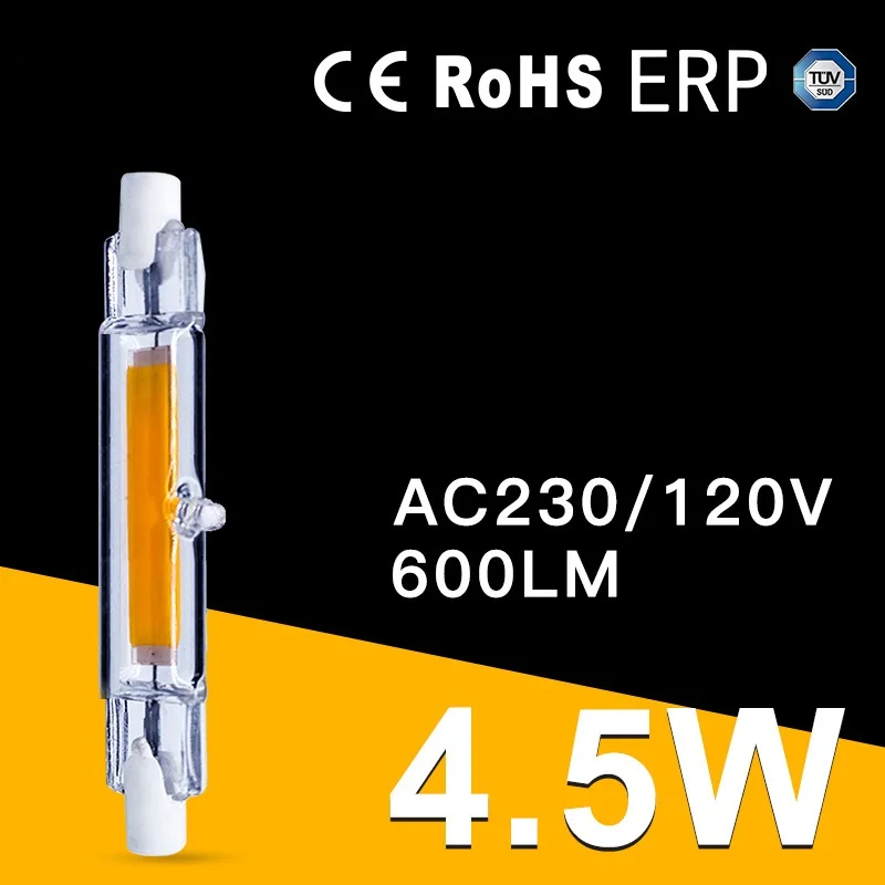 10pcs Dimmable led R7S light 78mm 110v 5W glass COB RX7S bulb J78 tube cold white halogen lamp 230v | Лампы и освещение