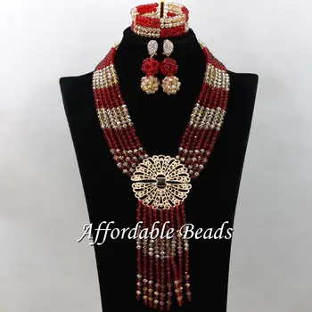 Champagne&Red Nigerian Wedding African Beads Chunky Costume Jewelry Necklace Sets Handmade Style HEB012
Champagne&Red Nigerian Wedding African Beads Chunky Costume Jewelry Necklace Sets Handmade Style HEB012