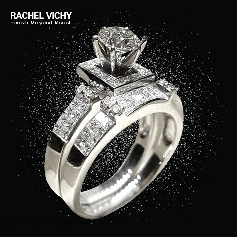 RACHEL VICHY 2Pcs/Set Luxurious Fashion White Rhinestone Crystal Ring Silver Color Jewelry Wedding Party Rings For Women B2445
RACHEL VICHY 2Pcs/Set Luxurious Fashion White Rhinestone Crystal Ring Silver Color Jewelry Wedding Party Rings For Women B2445