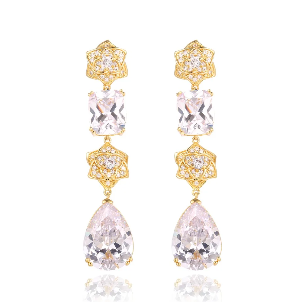 

GrayBirds New Style Gorgeous Earrings For Wedding Girls Luxury Jewelry AAA Zircon Water Drop And Square Element MLE138