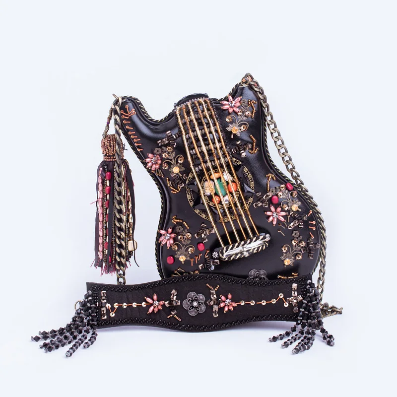 Luxury Designer guitar Tote Original handmade beaded chain bag women Leather Handbags Crossbody Shoulder Messenger bags purse
Luxury Designer guitar Tote Original handmade beaded chain bag women Leather Handbags Crossbody Shoulder Messenger bags purse