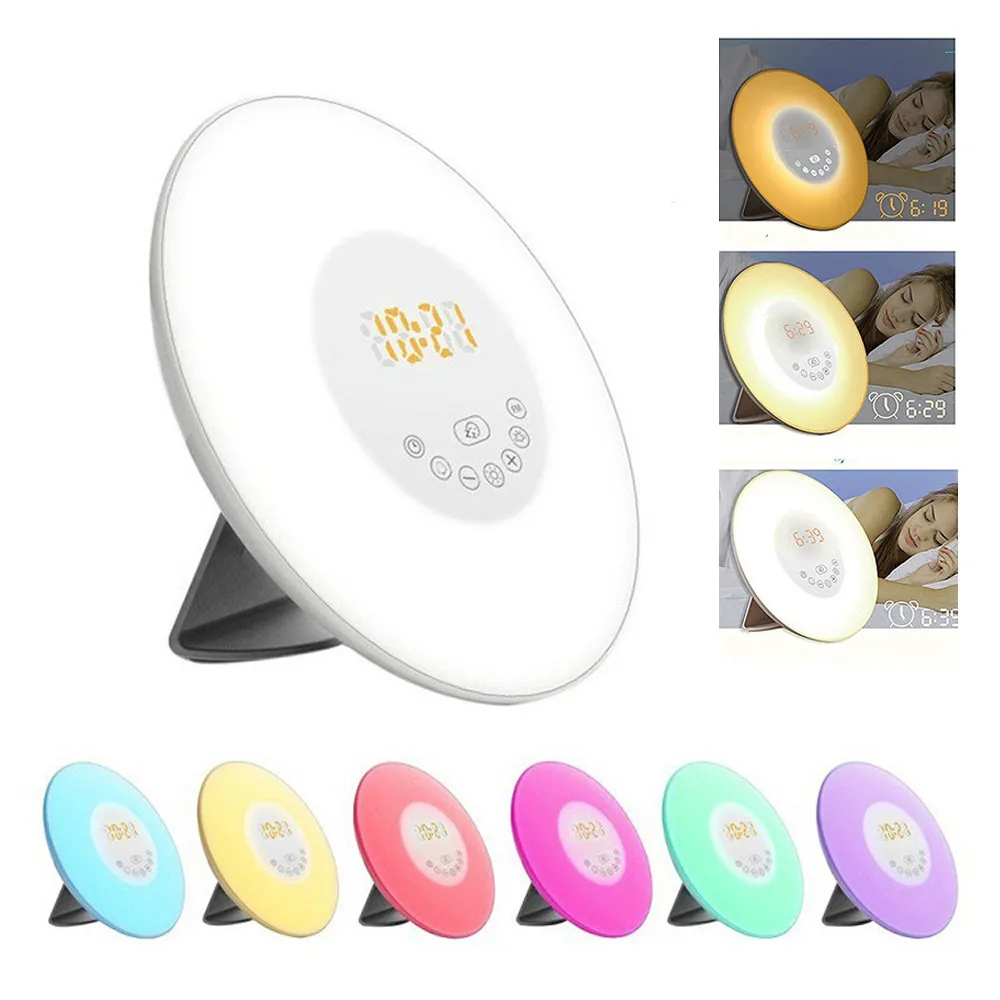 Wake Up Light Alarm Clock Sunrise/Sunset Simulation Digital Clock with FM Radio 7 Colors Light Sounds Function Touch Control
Wake Up Light Alarm Clock Sunrise/Sunset Simulation Digital Clock with FM Radio 7 Colors Light Sounds Function Touch Control