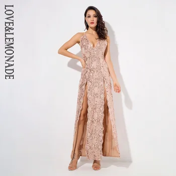 LOVE & LEMONADE Gold Deep V-Neck Open Back Cut Out Flower Sequins Long Dress LM81165
LOVE & LEMONADE Gold Deep V-Neck Open Back Cut Out Flower Sequins Long Dress LM81165