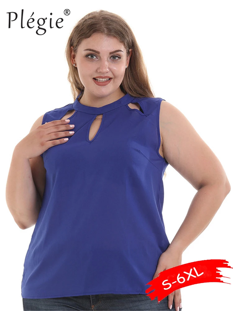 Plegie Sleeveless Shirt Blouse Plus Size 5XL 6XL Womens Tops and Blouses 2019 Summer New Hollow Out Chiffon Tops For Ladies
Plegie Sleeveless Shirt Blouse Plus Size 5XL 6XL Womens Tops and Blouses 2019 Summer New Hollow Out Chiffon Tops For Ladies