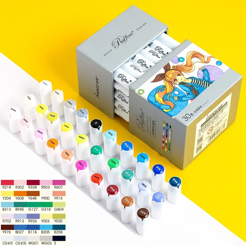 

Marco Marker 12/30/60/120 Color Art Markers Set Dual Headed Artist Sketch Oily Alcohol based markers For Animation Manga